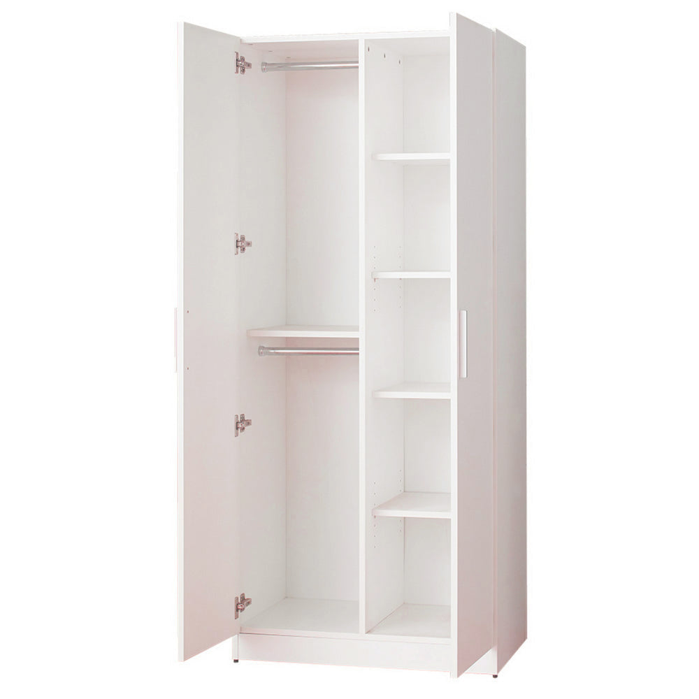 Avy Standing Closet with 2 Hanging Bar and 5 Shelves Double Door White By Casagear Home BM319198