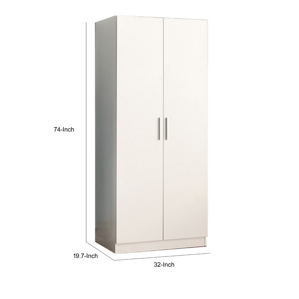 Avy Standing Closet with 2 Hanging Bar and 5 Shelves Double Door White By Casagear Home BM319198