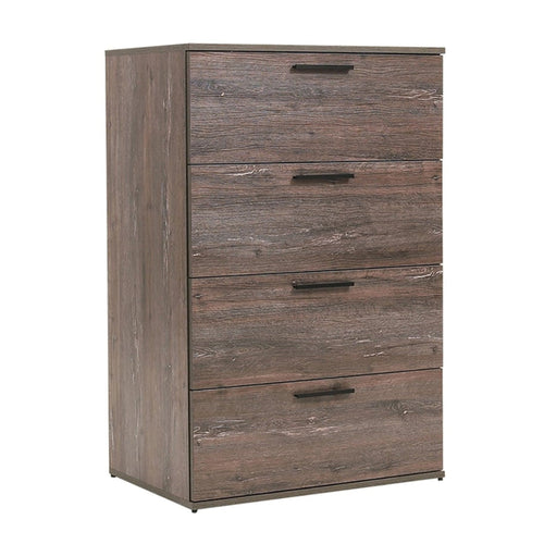 Levy Tall Dresser Chest, 4 Jumbo Drawers, Farmhouse Rustic Gray Wood Finish By Casagear Home