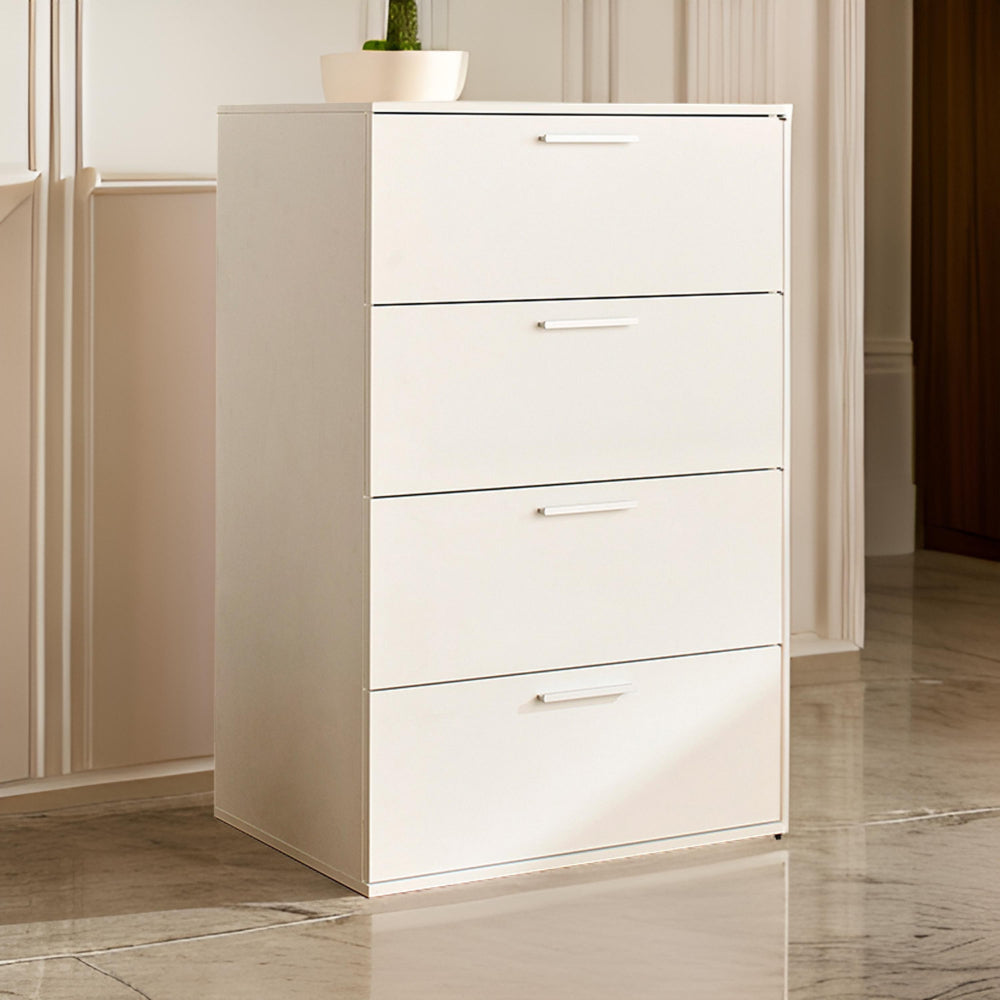 Levy Tall Dresser Chest 4 Jumbo Drawers Farmhouse White Wood Finish By Casagear Home BM319202