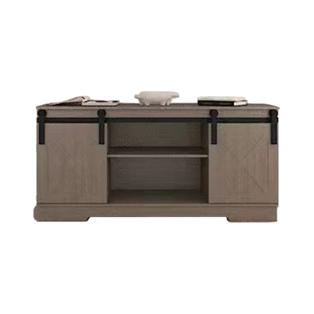 Jney 60 Inch TV Media Entertainment Console 2 Sliding Barn Doors Gray By Casagear Home BM319204