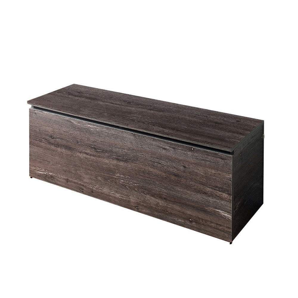 Lean Storage Bench Chest with Safety Hinges Lift Top Farmhouse Gray Wood By Casagear Home BM319207