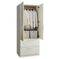 Rema 2 Door Standing Closet with 2 Drawers Chrome Hanging Bars White Wood By Casagear Home BM319208