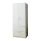 Rema 2 Door Standing Closet with 2 Drawers Chrome Hanging Bars White Wood By Casagear Home BM319208