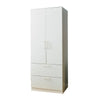 Rema 2 Door Standing Closet with 2 Drawers Chrome Hanging Bars White Wood By Casagear Home BM319208