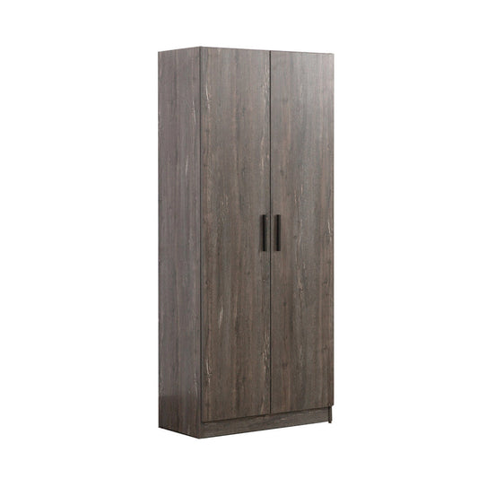 Jiaa Shoe Cabinet with 6 Shelves, 2 Doors, Stable Plinth Base, Rustic Gray By Casagear Home