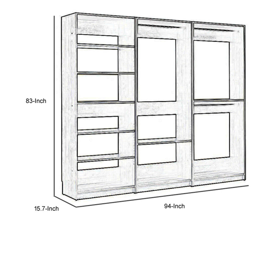 Dee Modular Closet System 3 Clothing Racks 6 Shelves in Oak Brown Wood By Casagear Home BM319212