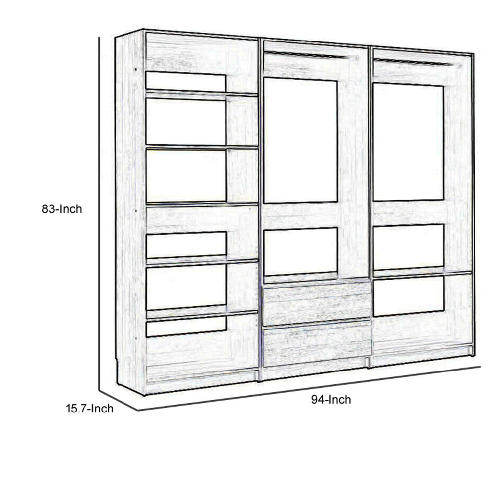 Dee Modular Closet System 2 Clothing Racks 2 Drawers 6 Shelf Brown Wood By Casagear Home BM319214