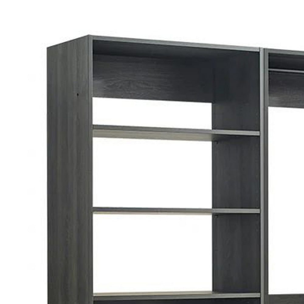 Dee Modular Closet System 3 Hanging Rods and 6 Shelves Dark Gray Wood By Casagear Home BM319218