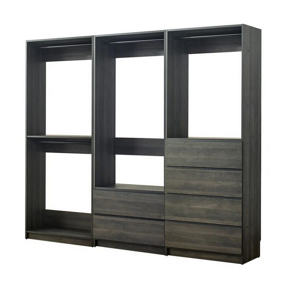 Dee Closet System 4 Hanging Rods 6 Drawers Dark Gray BM319219