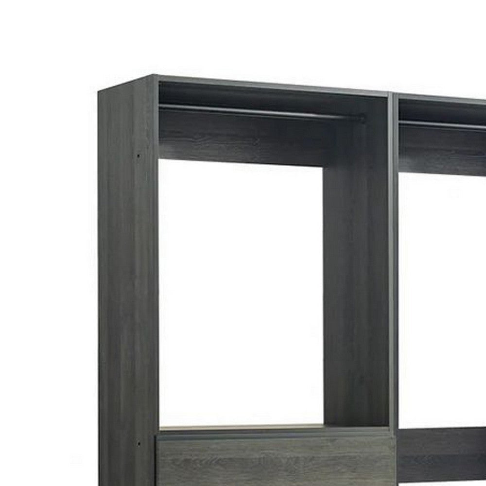 Dee Closet System 4 Hanging Rods 6 Drawers Dark Gray BM319219