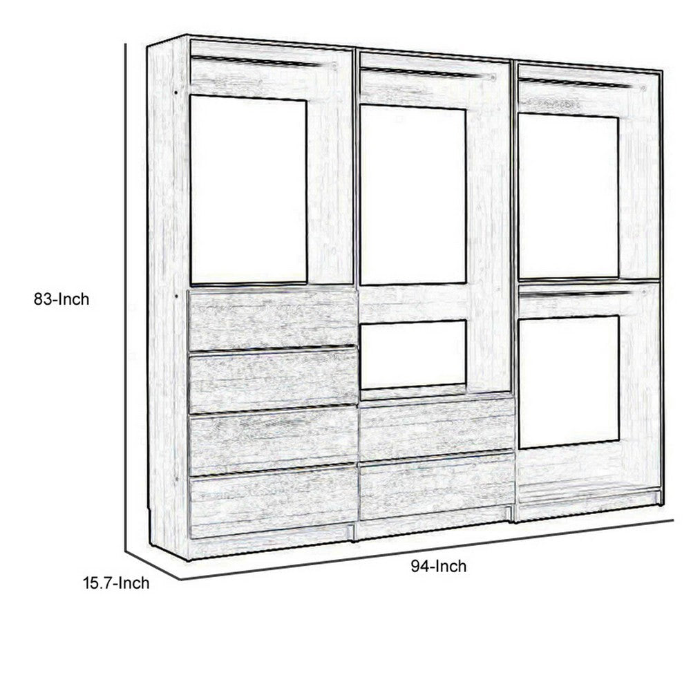 Dee Closet System 4 Hanging Rods 6 Drawers Dark Gray BM319219