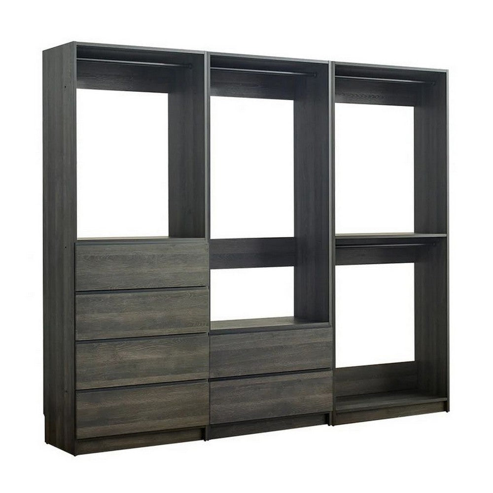 Dee Closet System 4 Hanging Rods 6 Drawers Dark Gray BM319219