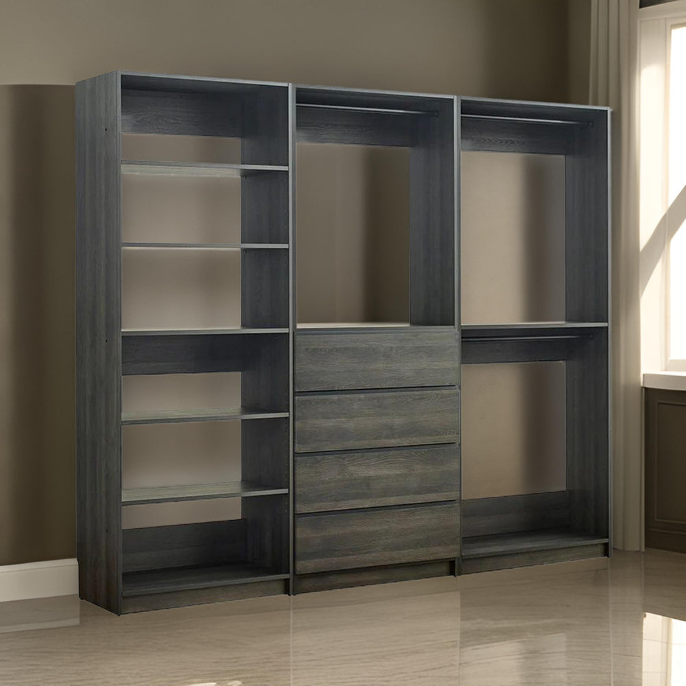 Dee Modular Freestanding Closet System 4 Drawers 5 Shelves Dark Gray By Casagear Home BM319220