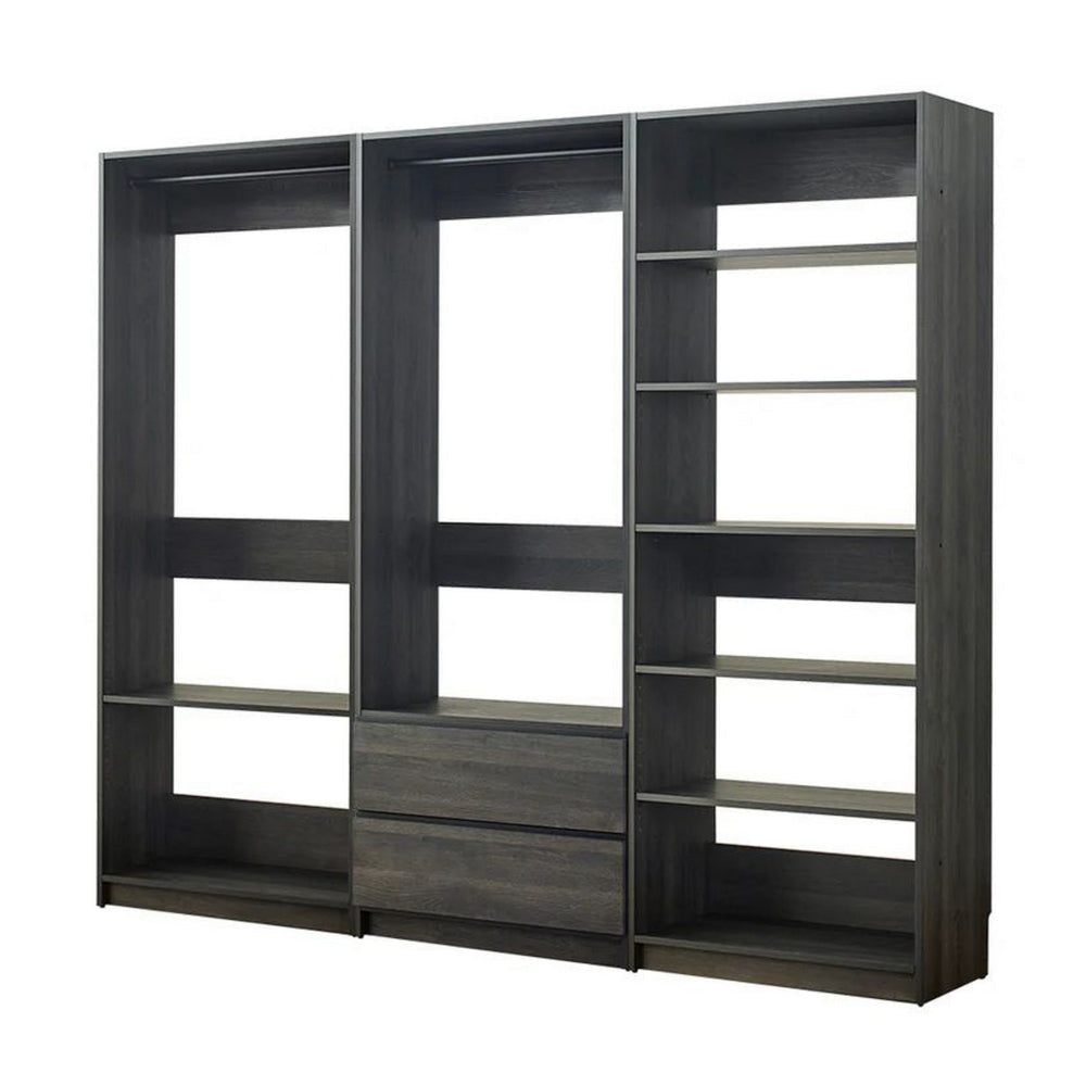 Dee Modular Closet System 2 Clothing Racks 6 Shelves Dark Gray Wood By Casagear Home BM319221