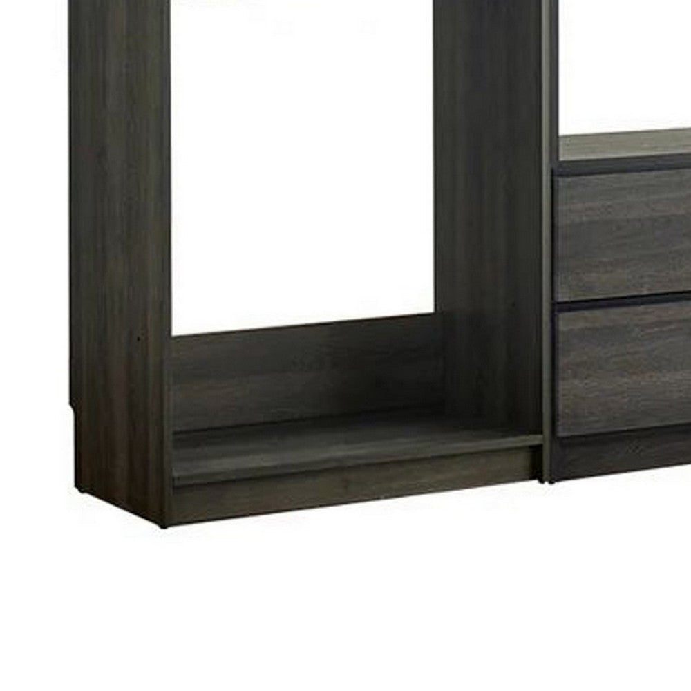 Dee Closet System 5 Floating Shelves 2 Drawers Black Wood By Casagear Home BM319223