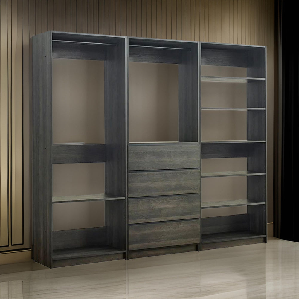 Dee Modular Freestanding Closet System 6 Shelves 2 Hanging Rods Gray By Casagear Home BM319225