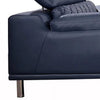 Cassie Accent Chair Navy Blue Top Grain Leather Adjustable Headrest By Casagear Home BM319227