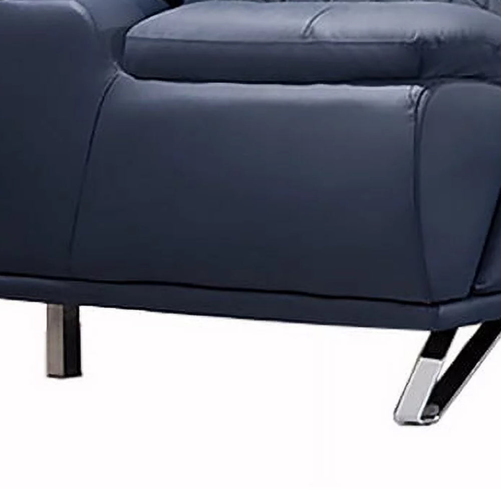 Cassie Loveseat Navy Blue Top Grain Leather Adjustable Headrest 67 Inch By Casagear Home BM319228