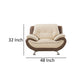 Diana Accent Chair 2 Tone Brown Cream Genuine Leather Steel Legs By Casagear Home BM319232