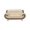 Diana Loveseat, Plush 2 Tone Brown and Cream Genuine Leather, 67 Inch By Casagear Home