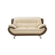 Diana Loveseat, Plush 2 Tone Brown and Cream Genuine Leather, 67 Inch By Casagear Home