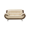 Diana Loveseat, Plush 2 Tone Brown and Cream Genuine Leather, 67 Inch By Casagear Home