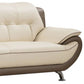 Diana 83 Inch Sofa 2 Tone Brown Cream Genuine Leather Pillow Arms Chrome By Casagear Home BM319234