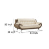 Diana 83 Inch Sofa 2 Tone Brown Cream Genuine Leather Pillow Arms Chrome By Casagear Home BM319234