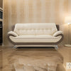 Diana 83 Inch Sofa, 2 Tone Brown Cream Genuine Leather, Pillow Arms, Chrome By Casagear Home