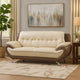 Diana 83 Inch Sofa, 2 Tone Brown Cream Genuine Leather, Pillow Arms, Chrome By Casagear Home