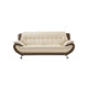 Diana 83 Inch Sofa, 2 Tone Brown Cream Genuine Leather, Pillow Arms, Chrome By Casagear Home