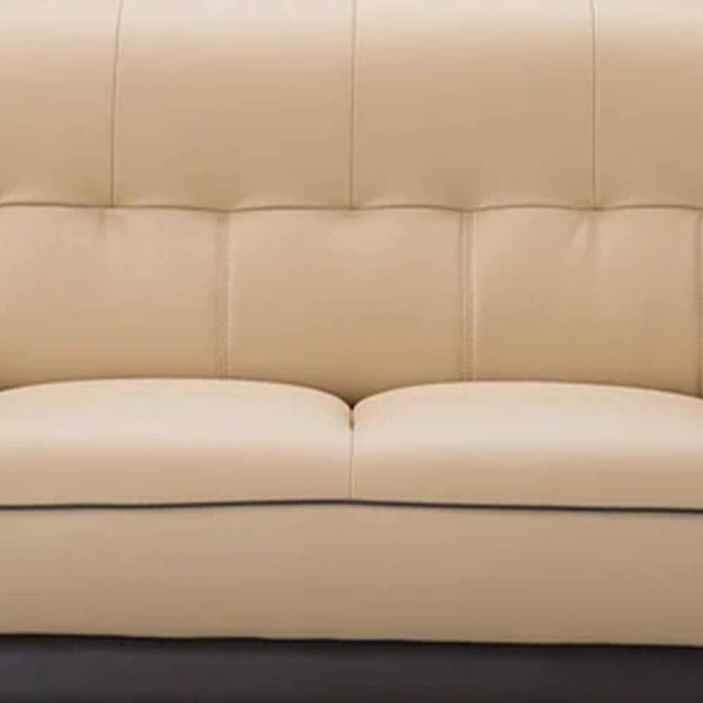 Diana Loveseat 2 Tone Brown Beige Genuine Leather Pillow Arms 67 Inch By Casagear Home BM319236