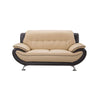 Diana Loveseat, 2 Tone Brown, Beige Genuine Leather, Pillow Arms, 67 Inch By Casagear Home