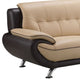 Diana 83 Inch Sofa 2 Tone Brown Beige Genuine Leather Pillow Arms Chrome By Casagear Home BM319237