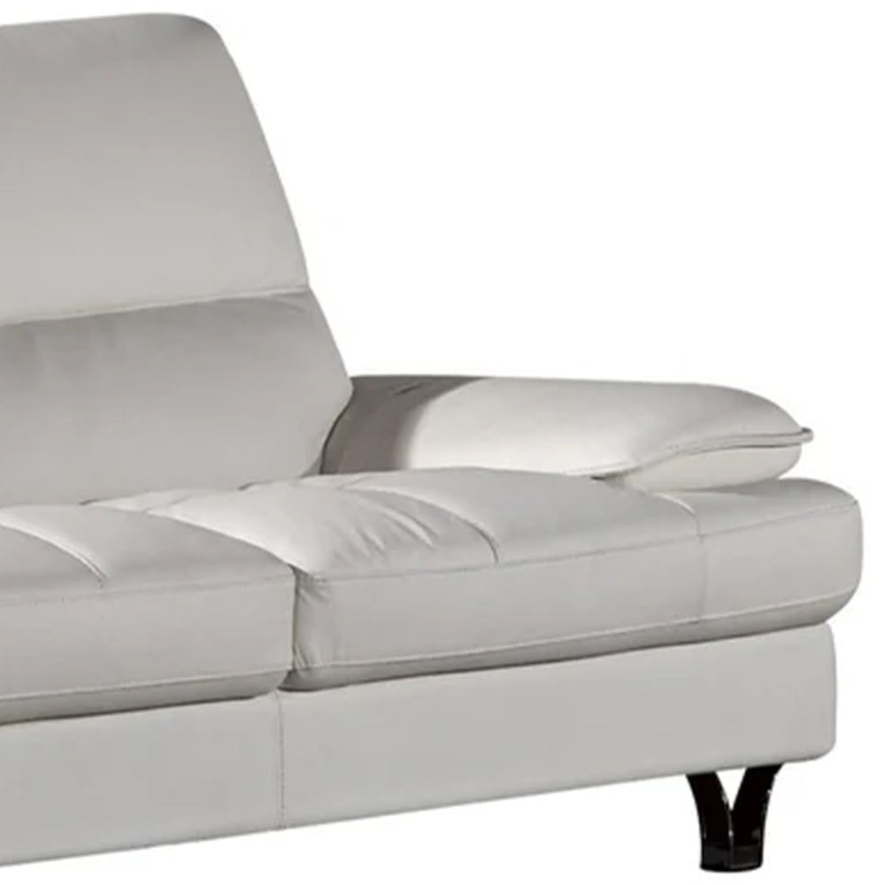 Ben Loveseat White Leather Steel Legs Pillow Top Armrests 67 Inch By Casagear Home BM319242