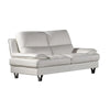 Ben Loveseat, White Leather, Steel Legs, Pillow Top Armrests, 67 Inch By Casagear Home