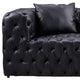 Sam Sofa Black Tufted Faux Leather Throw Pillows Chesterfield 84 Inch By Casagear Home BM319244