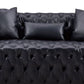 Sam Sofa Black Tufted Faux Leather Throw Pillows Chesterfield 84 Inch By Casagear Home BM319244