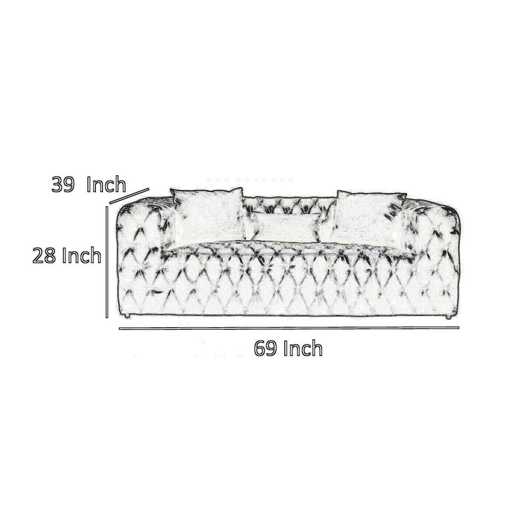 Sam 69 Inch Loveseat Chesterfield White Tufted Faux Leather Throw Pillows By Casagear Home BM319245