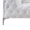 Sam 74 Inch Loveseat White Tufted Faux Leather Steel Legs Throw Pillows By Casagear Home BM319247