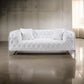 Sam 74 Inch Loveseat White Tufted Faux Leather Steel Legs Throw Pillows By Casagear Home BM319247