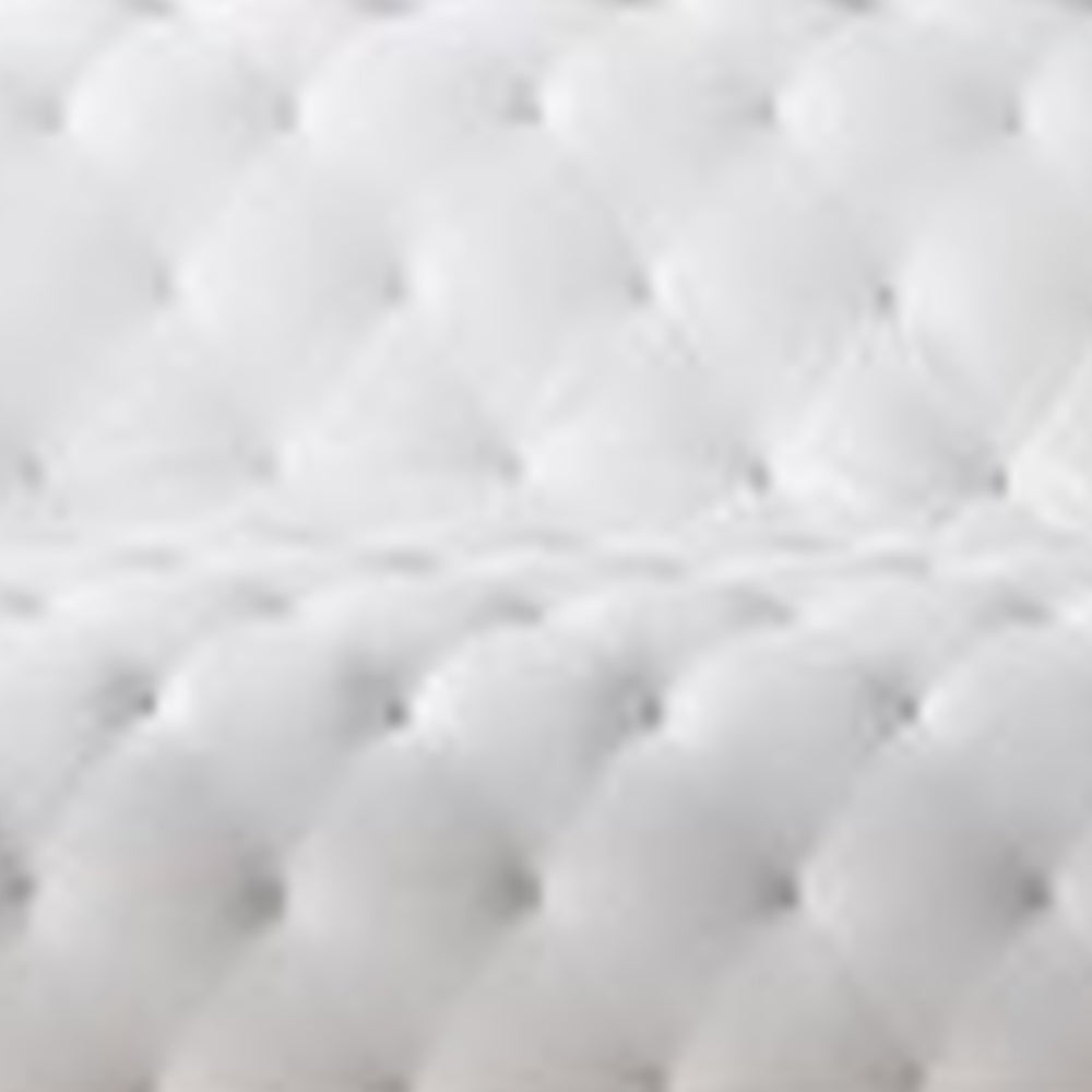 Sam Sofa White Tufted Faux Leather Throw Pillows Steel Legs 90 Inch By Casagear Home BM319248