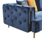 Azia Sofa Blue Velvet Tufted Arms Golden Accents Throw Pillows 83 Inch By Casagear Home BM319250