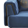 Azia Sofa Blue Velvet Tufted Arms Golden Accents Throw Pillows 83 Inch By Casagear Home BM319250