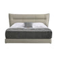 Rhea Queen Bed, Light Gray Top Grain Genuine Leather Upholstered Headboard By Casagear Home