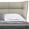 Rhea Queen Bed Light Gray Top Grain Genuine Leather Upholstered Headboard By Casagear Home BM319253