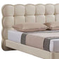 Alma Queen Bed Off White Faux Leather Upholstery Plush Tufted Headboard By Casagear Home BM319256