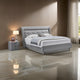 David Queen Size Bed Tufted Gray Top Grain Genuine Leather Upholstery By Casagear Home BM319258