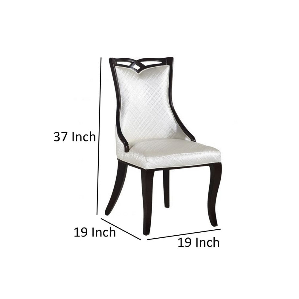 Pablo Dining Chair Set of 2 White Faux Leather Black Wood Tapered Legs By Casagear Home BM319261